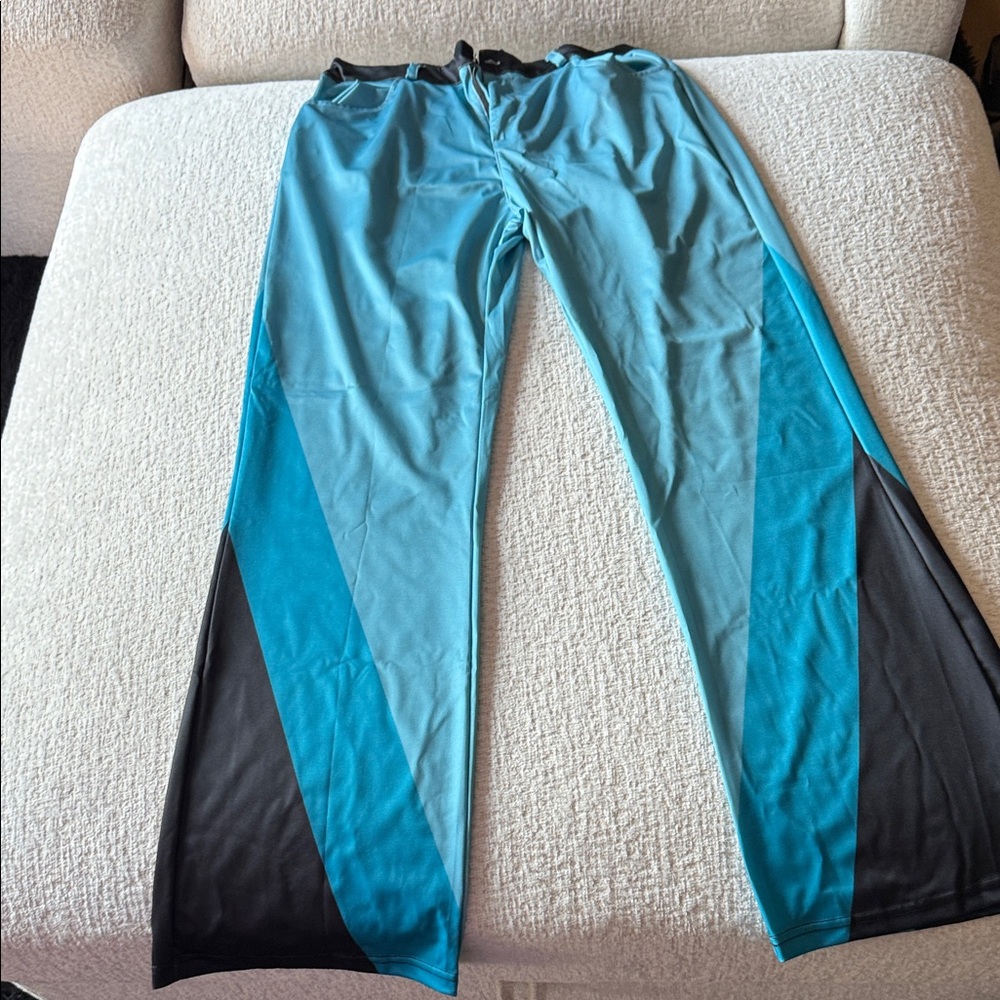 Stylish Women's Wide Leg Pants in Teal and Black